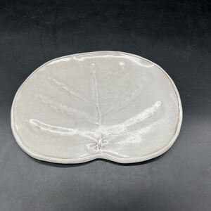 VTG The Kilnworks Pottery St Thomas Plate Trinket Dish Leaf 3D Rustic Art Glaze